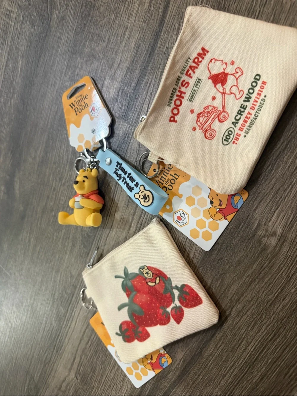 Winnie The Pooh Small Pouches & Keychain Set